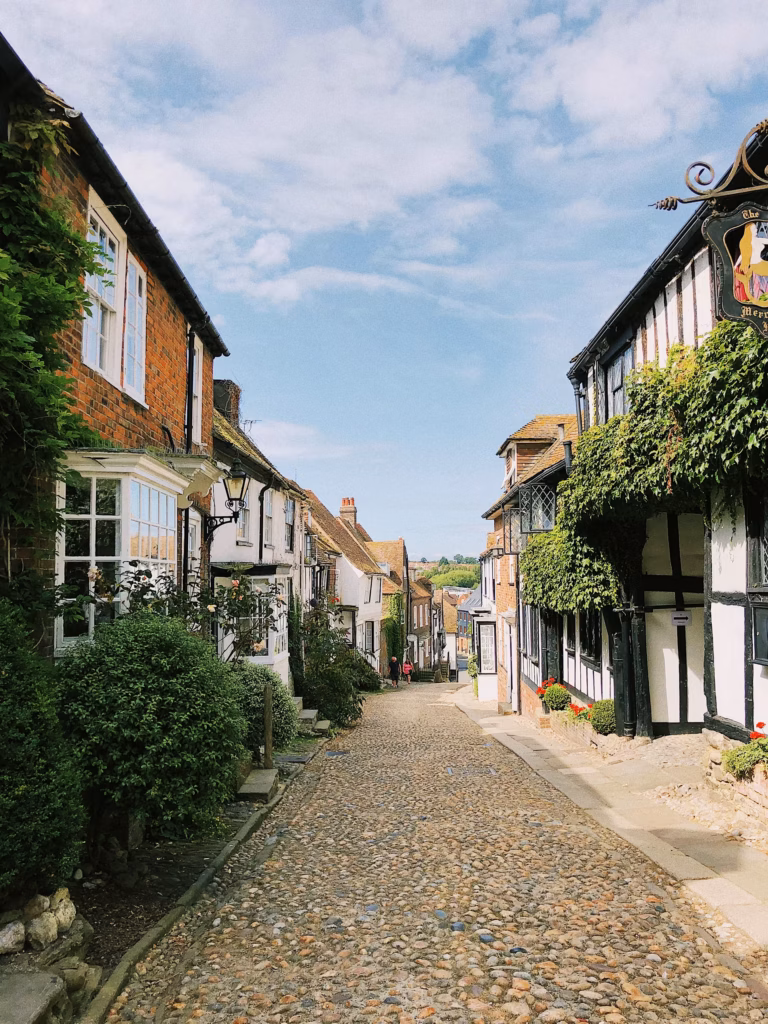 A narrow cobblestone street in Rye.